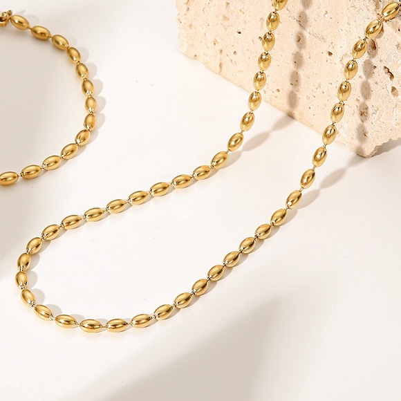 18K Gold Plated Beaded Necklace*Gold Nuggets Necklace*Dainty Waterproof*ZX - Picture 5 of 8